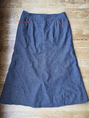 (14) Traditions Embellished Maxi Blue Denim Skirt Western Bejewelled Classic